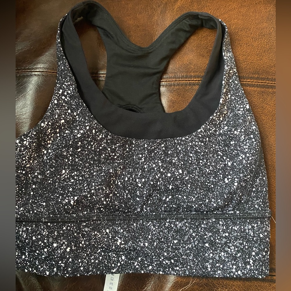 Lululemon Athletica sports bra size 4 speckled black and white